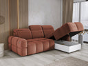 Designer-Ecksofa Arosa mat elektrescher Schloffunktioun am Bouclé