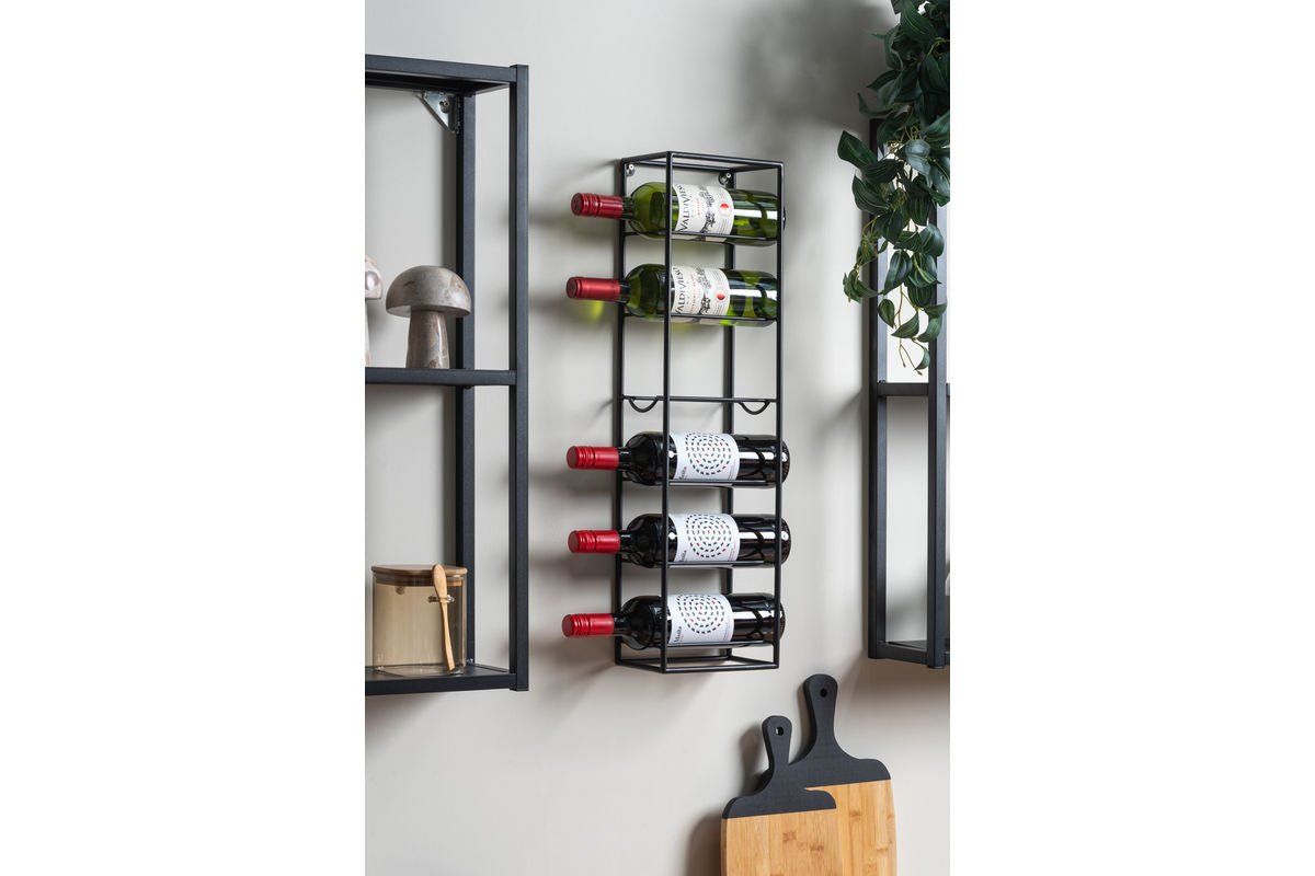 Étagère murale à vin Siggy – design métallique en noir mat