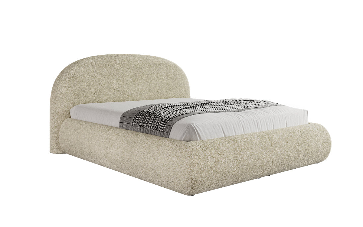 Lit rembourré design Loop en Peluche Bouclé avec espace de rangement
