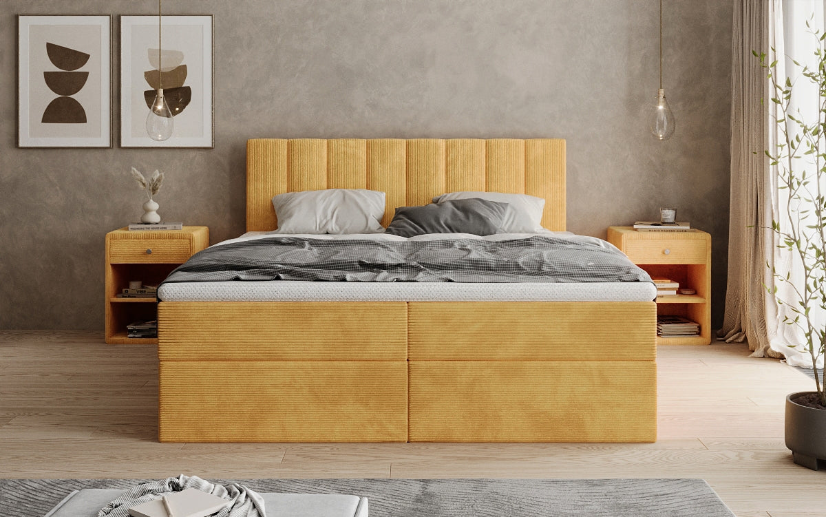 Sofia box spring bed in Corduroy with storage