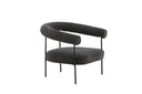 Fauteuil lounge design Haga – Anthracite, Bouclé avec structure en acier