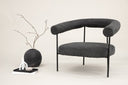 Fauteuil lounge design Haga – Anthracite, Bouclé avec structure en acier