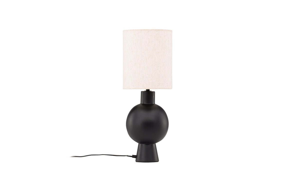 Lampe de table « Fantasia » – Béton noir rencontre abat-jour en lin beige