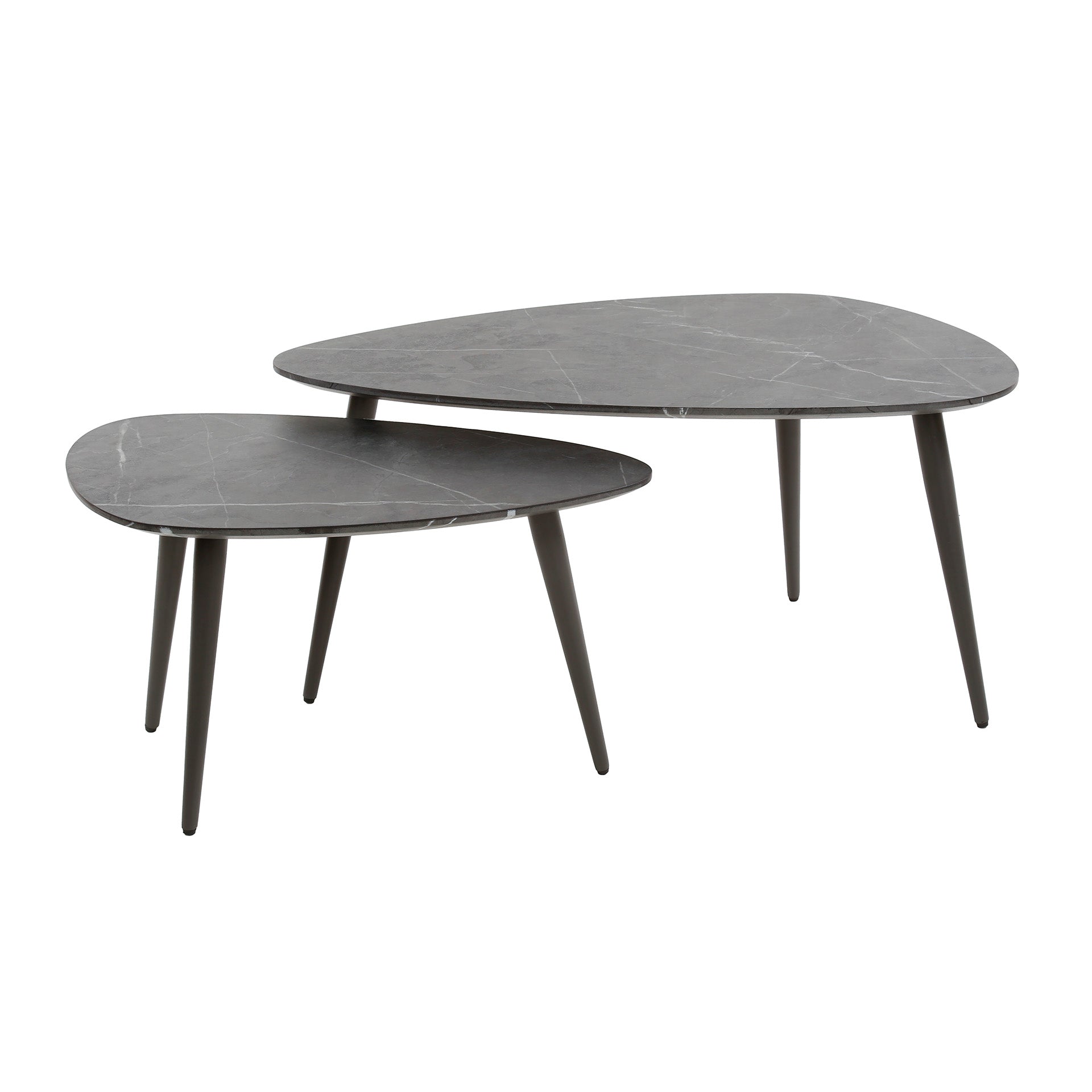 Coffee Table Alvara - Set of 2 made of melamine with ceramic look and a steel frame
