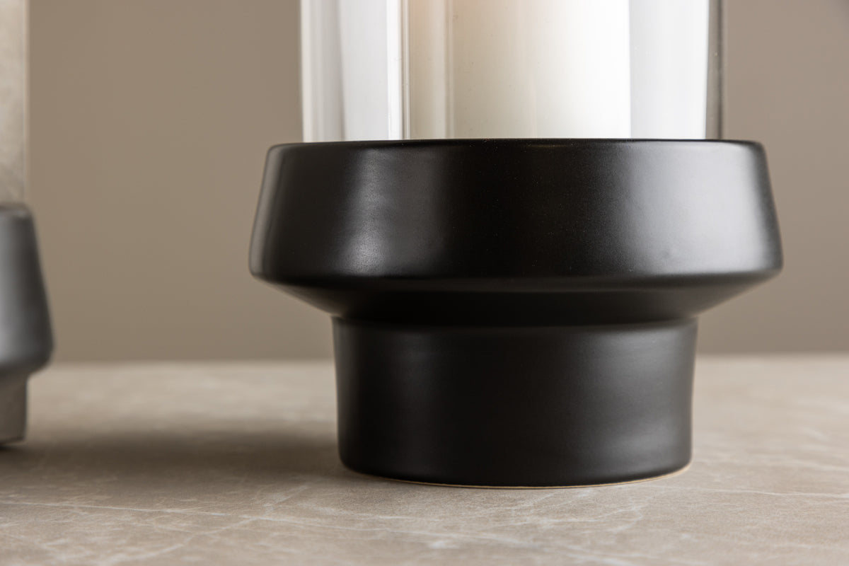 Laterne Flame - Laterne aus Glas an Steenzeug a verschiddene Faarwen