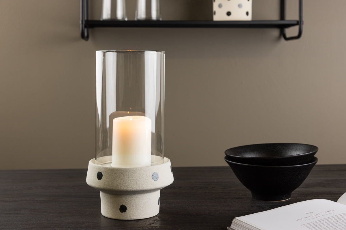 Laterne Flame - Laterne aus Glas an Steenzeug a verschiddene Faarwen