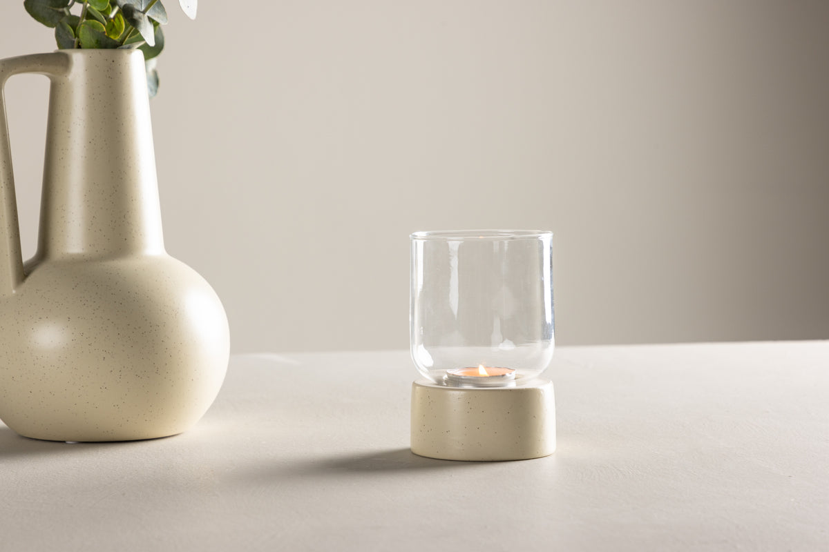 Lantern Grazie - Lantern made of glass and beige stoneware
