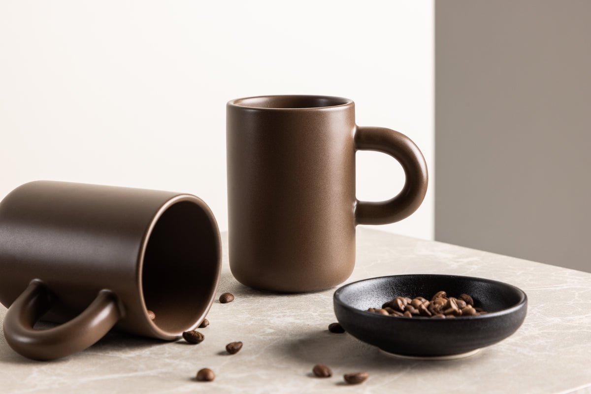 Tasse Maro – élégant lot de 2 en Marron foncé & Beige