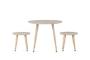 Kannerdug-Set Nordi – Dësch & 2 Hocker am skandinavesche Design