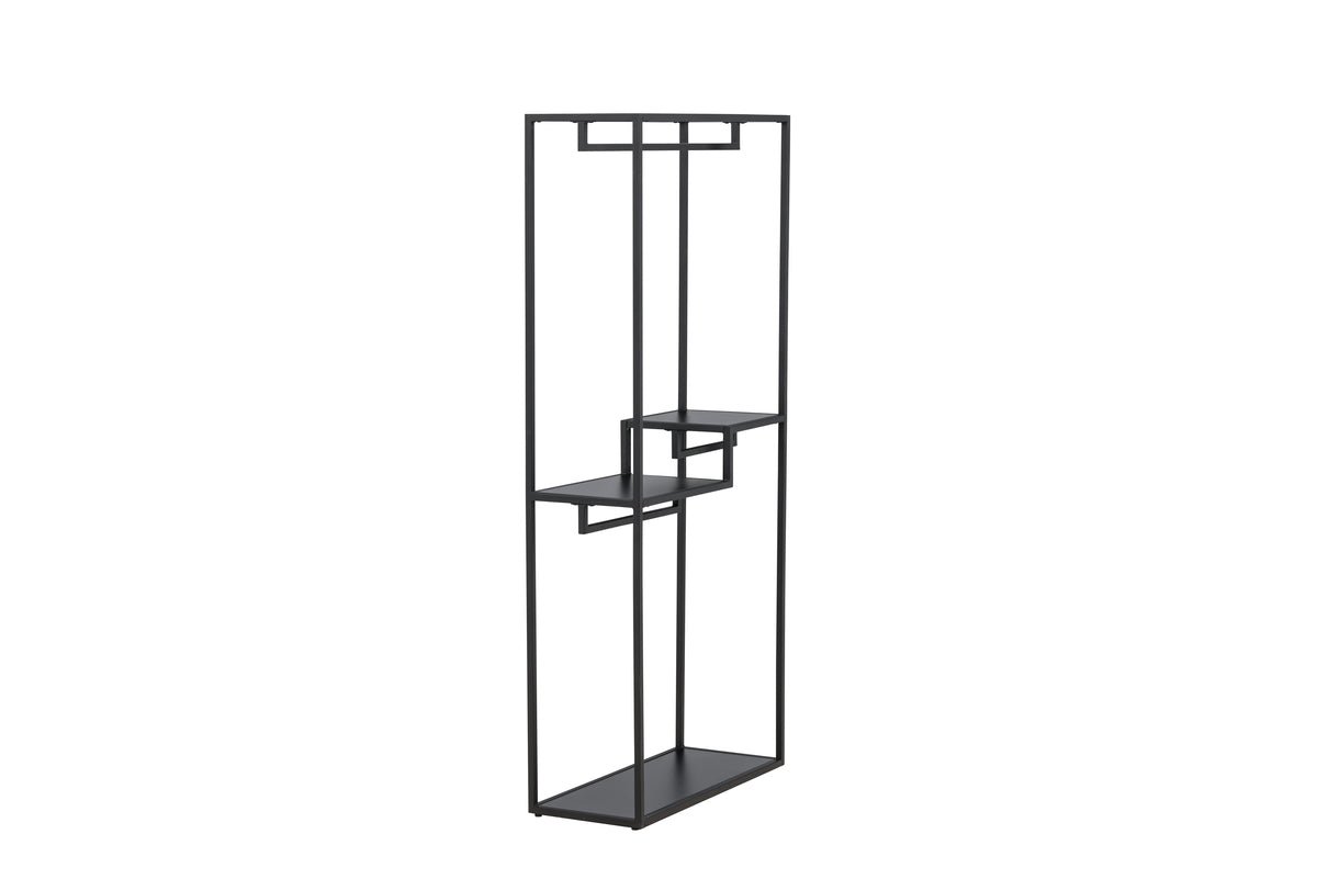Wardrobe Lerano – Open Clothes Rack in Black with Shelves