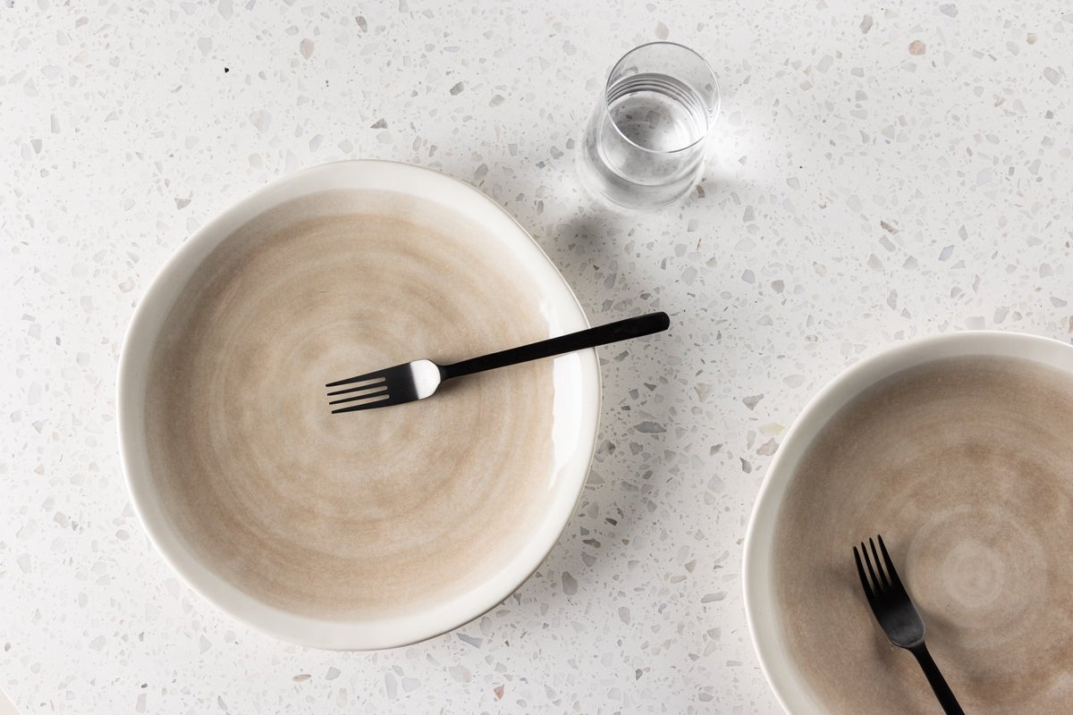 Teller Mira - lot de 2 en grès en Beige