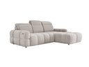 Designer-Ecksofa Arosa mat elektrescher Schloffunktioun am Bouclé