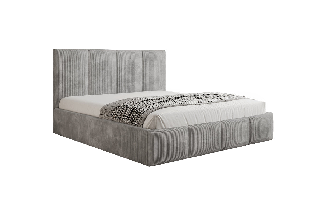 Designer Polsterbett Mina in Cord mit Stauraum