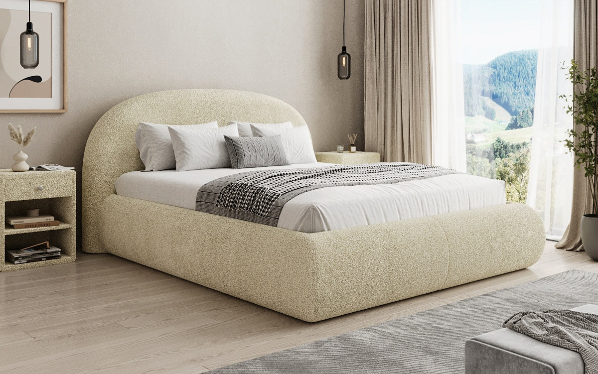Lit rembourré design Loop en Peluche Bouclé avec espace de rangement