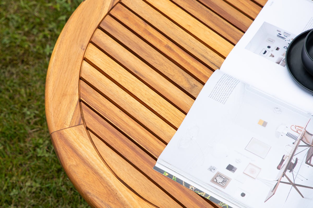 Table de jardin Hewa - Table d'appoint ronde en bois d'acacia