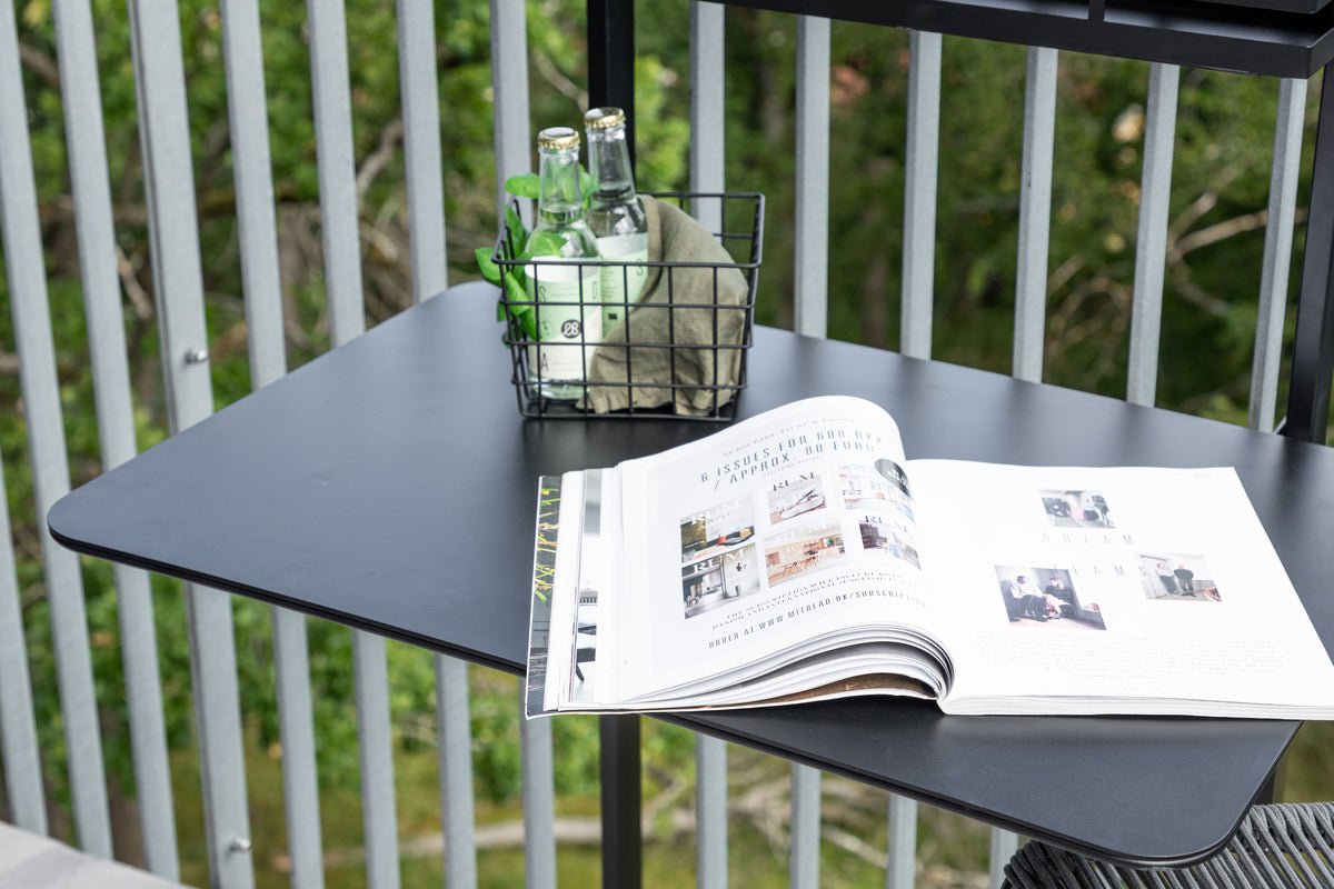 Garden table Olava - foldable, black balcony table made of steel