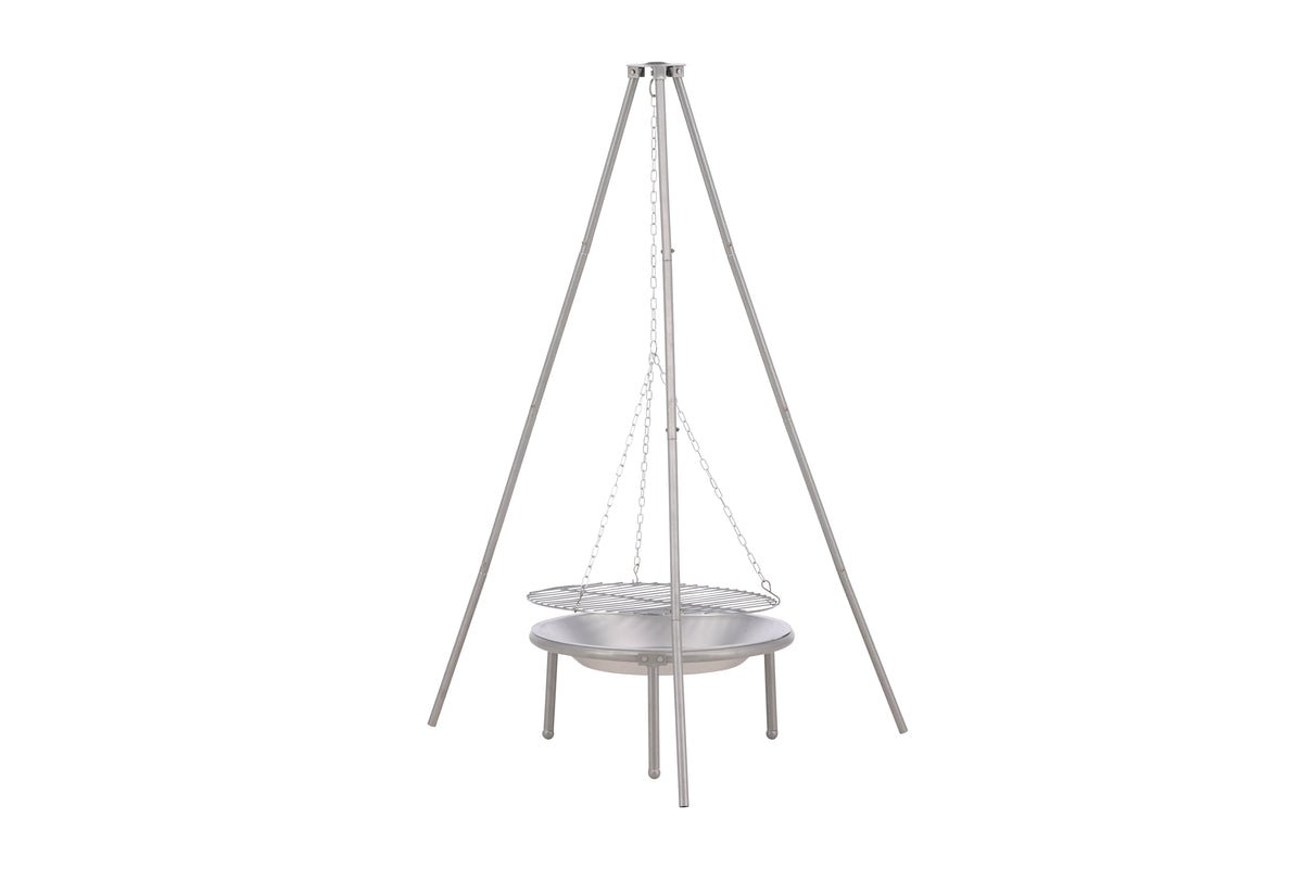 Garden Fire Bowl with Swivel Grill Flamio - made of Steel in Silver