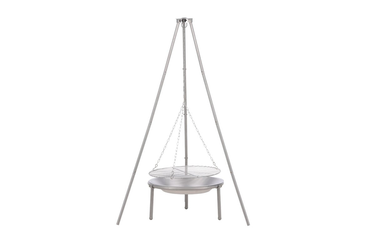 Garden Fire Bowl with Swivel Grill Flamio - made of Steel in Silver