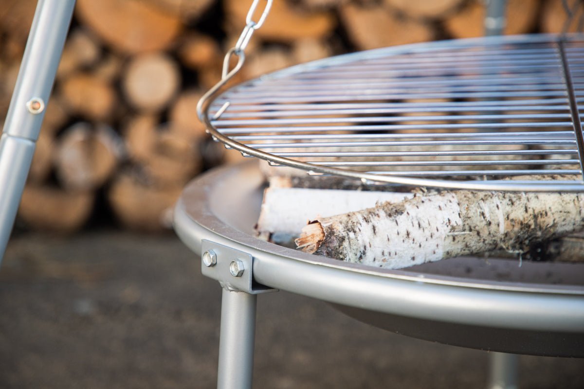 Garden Fire Bowl with Swivel Grill Flamio - made of Steel in Silver