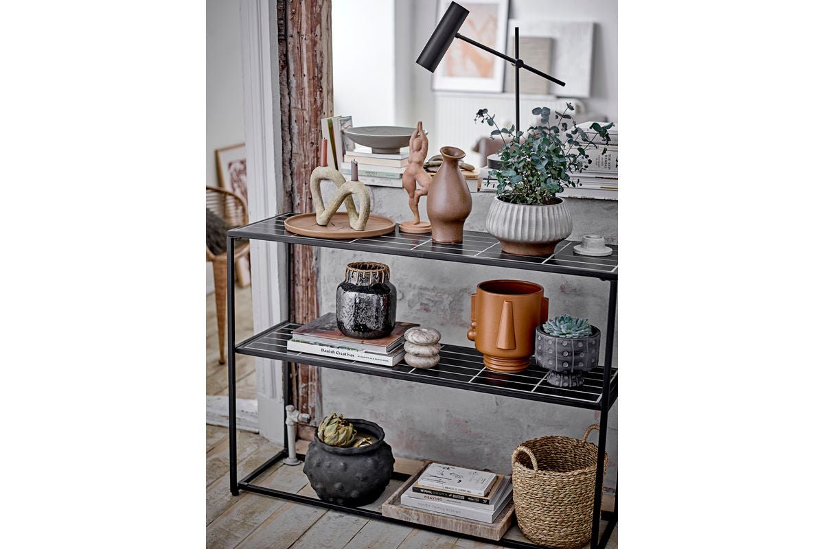 Vas "Stranger" - gro meléiert Keramikvas mat Detail