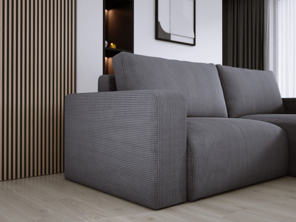 Designer Sofa Carl Cord mat Schlof- a Klapfunktioun