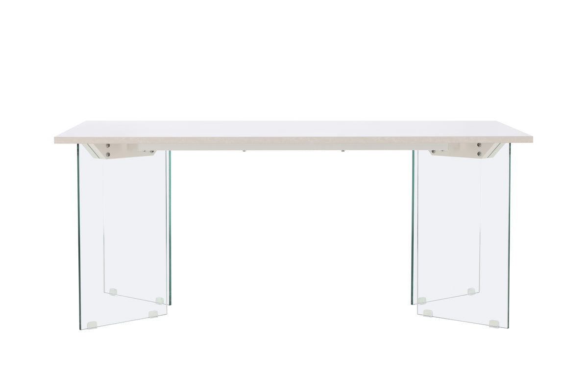Brevon dining table - modern dining table on a glass frame with light gray tabletop