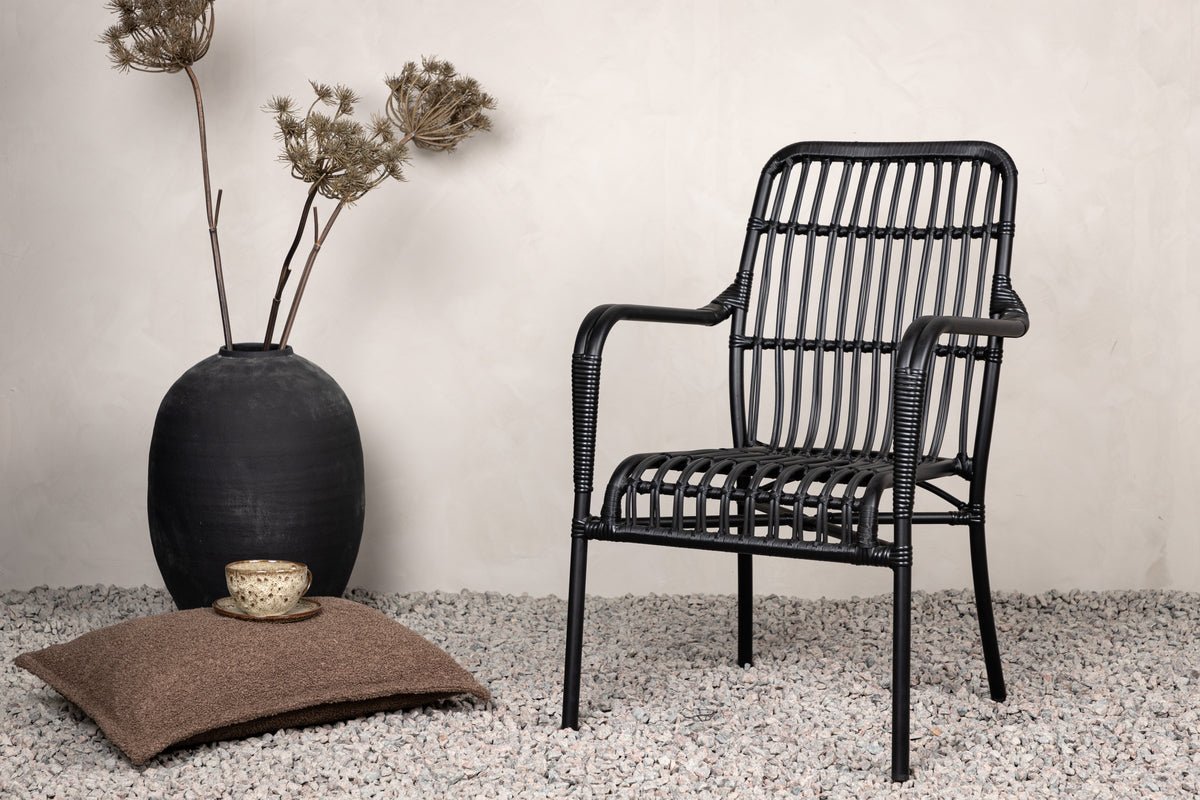 Chaise de jardin Tivaro - en rotin noir