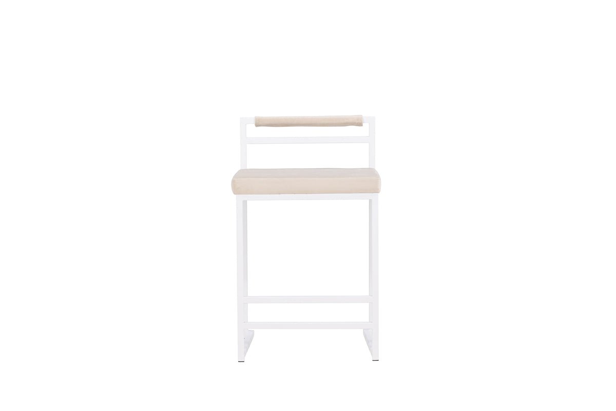 Tabouret de bar Crystal - avec aspect velours beige