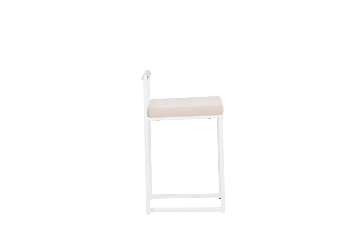 Tabouret de bar Crystal - avec aspect velours beige