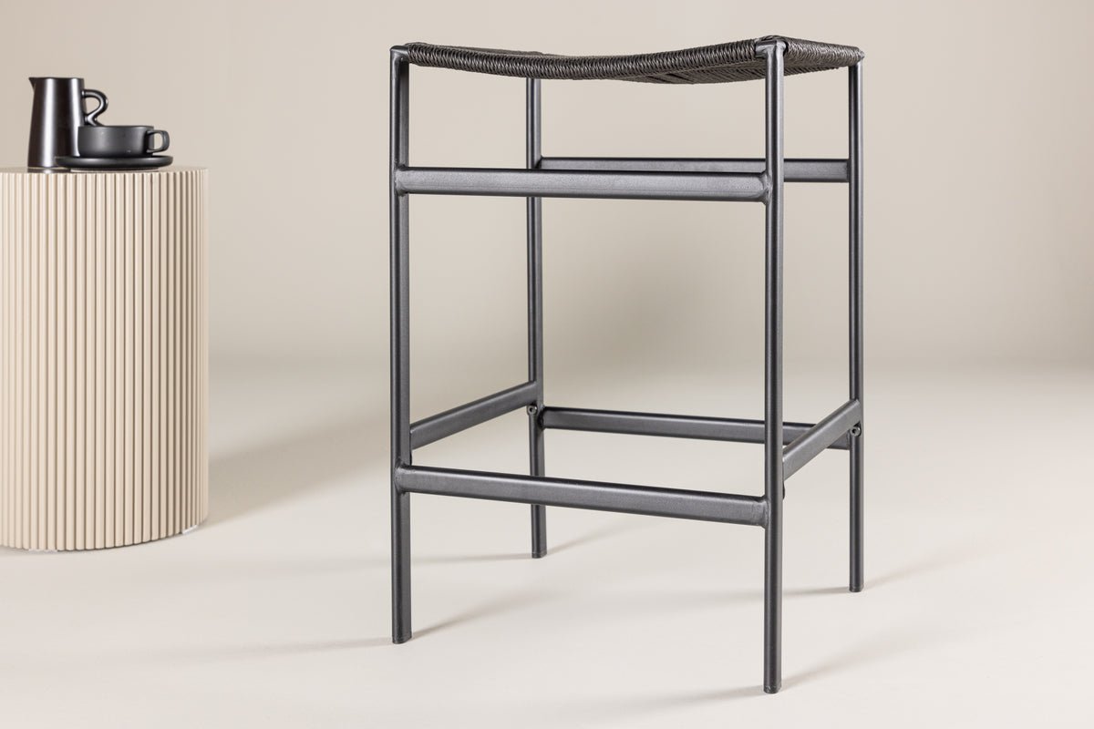 2-piece set - Bar stool Simon a combination of steel and rope weave