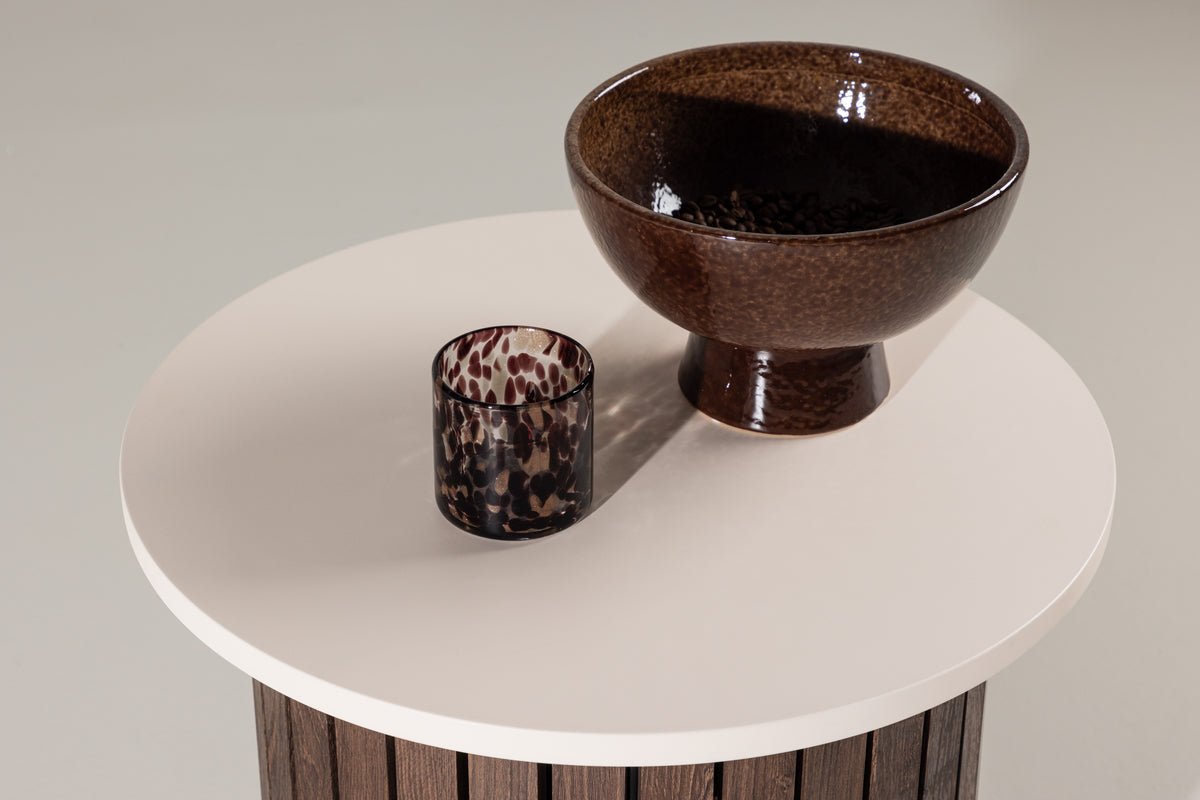 Table d'appoint Elvin – Ø52 cm en aspect bois Beige