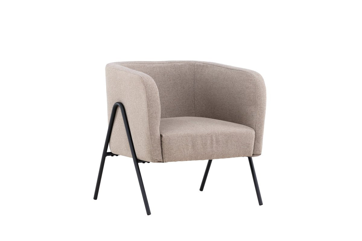 Armchair Rufus - with beige fabric and black lacquered legs