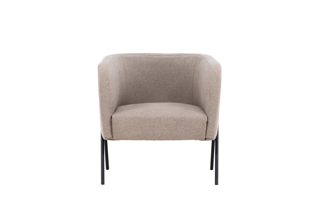 Armchair Rufus - with beige fabric and black lacquered legs