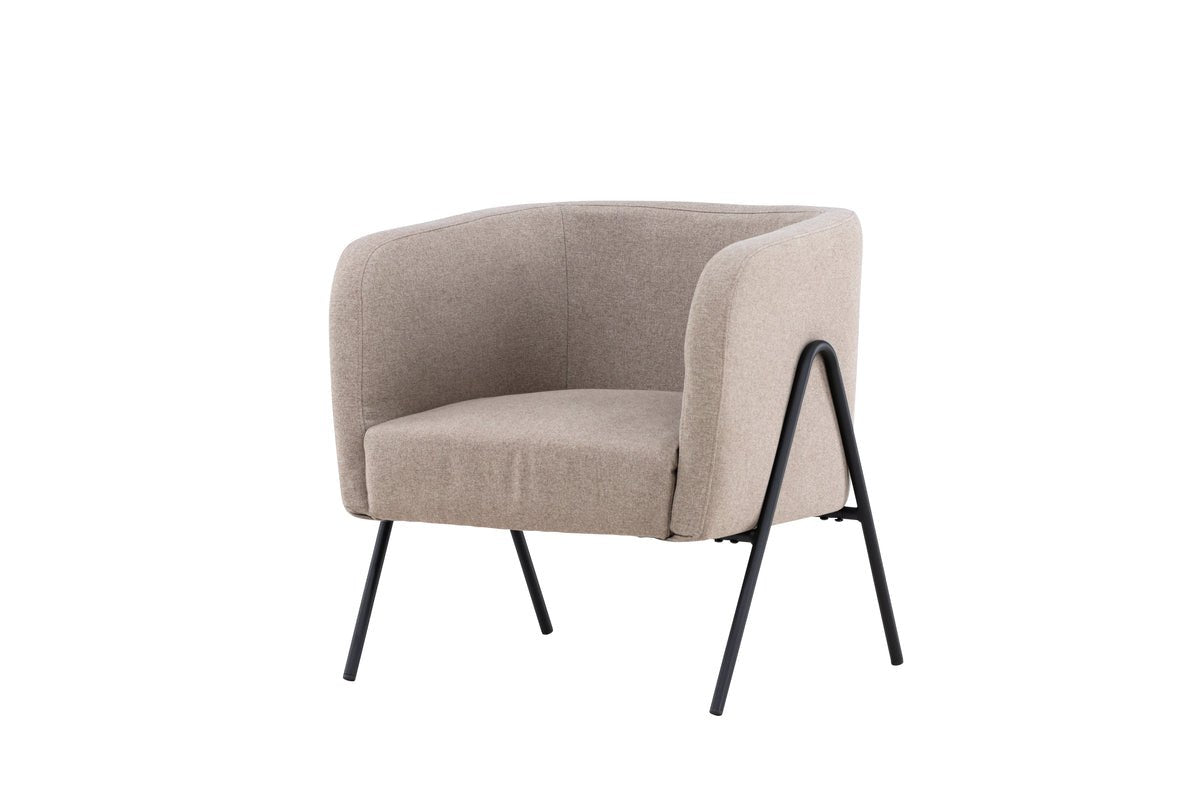 Armchair Rufus - with beige fabric and black lacquered legs