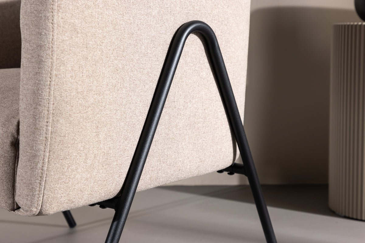 Armchair Rufus - with beige fabric and black lacquered legs