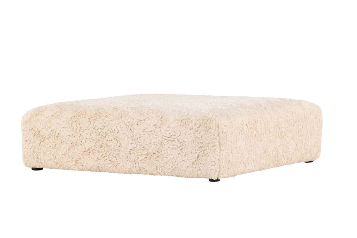 Tabouret d'appoint Farrow – Tabouret carré en imitation peluche Beige