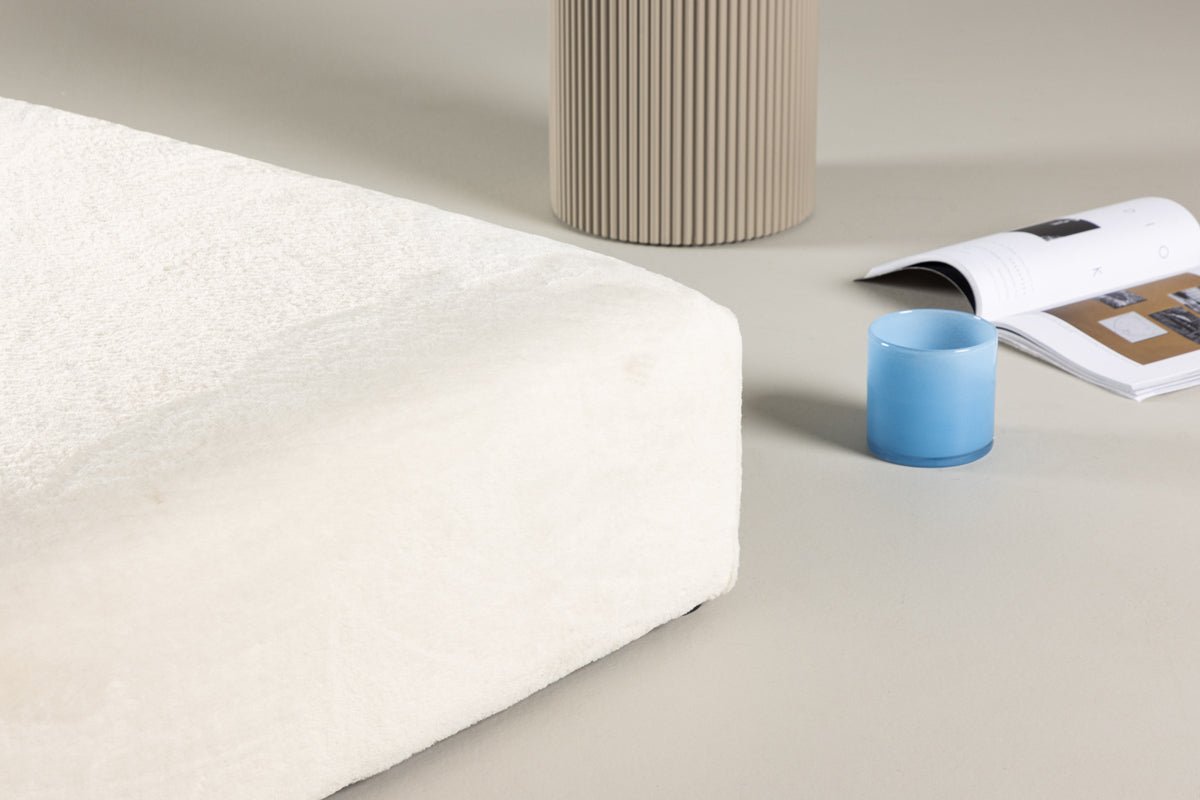 Tabouret d'appoint Nuvano – Tabouret doux en polaire en Beige (100 × 100 cm)