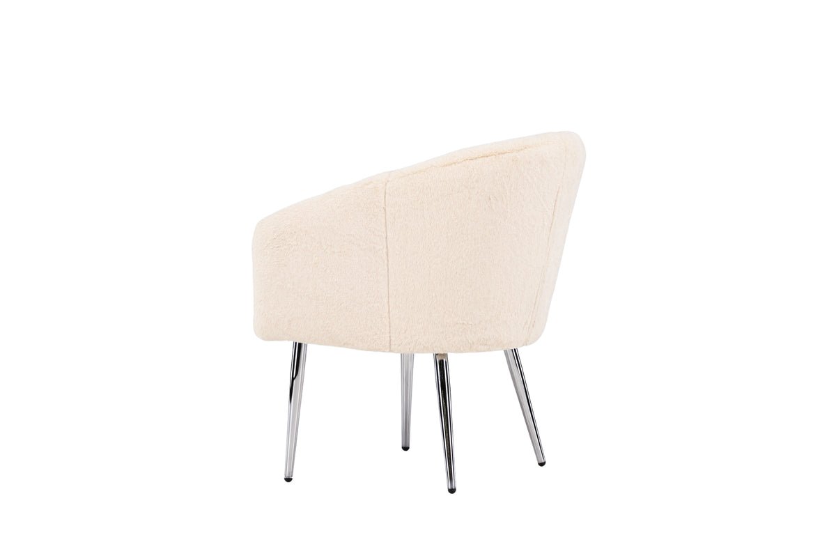 Armchair Wilma - with beige teddy cover and silver-colored steel legs