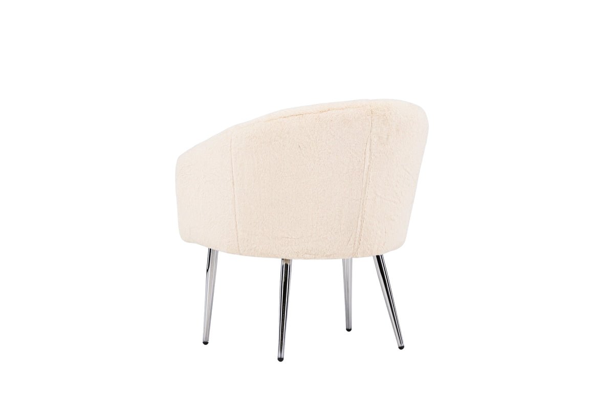 Armchair Wilma - with beige teddy cover and silver-colored steel legs