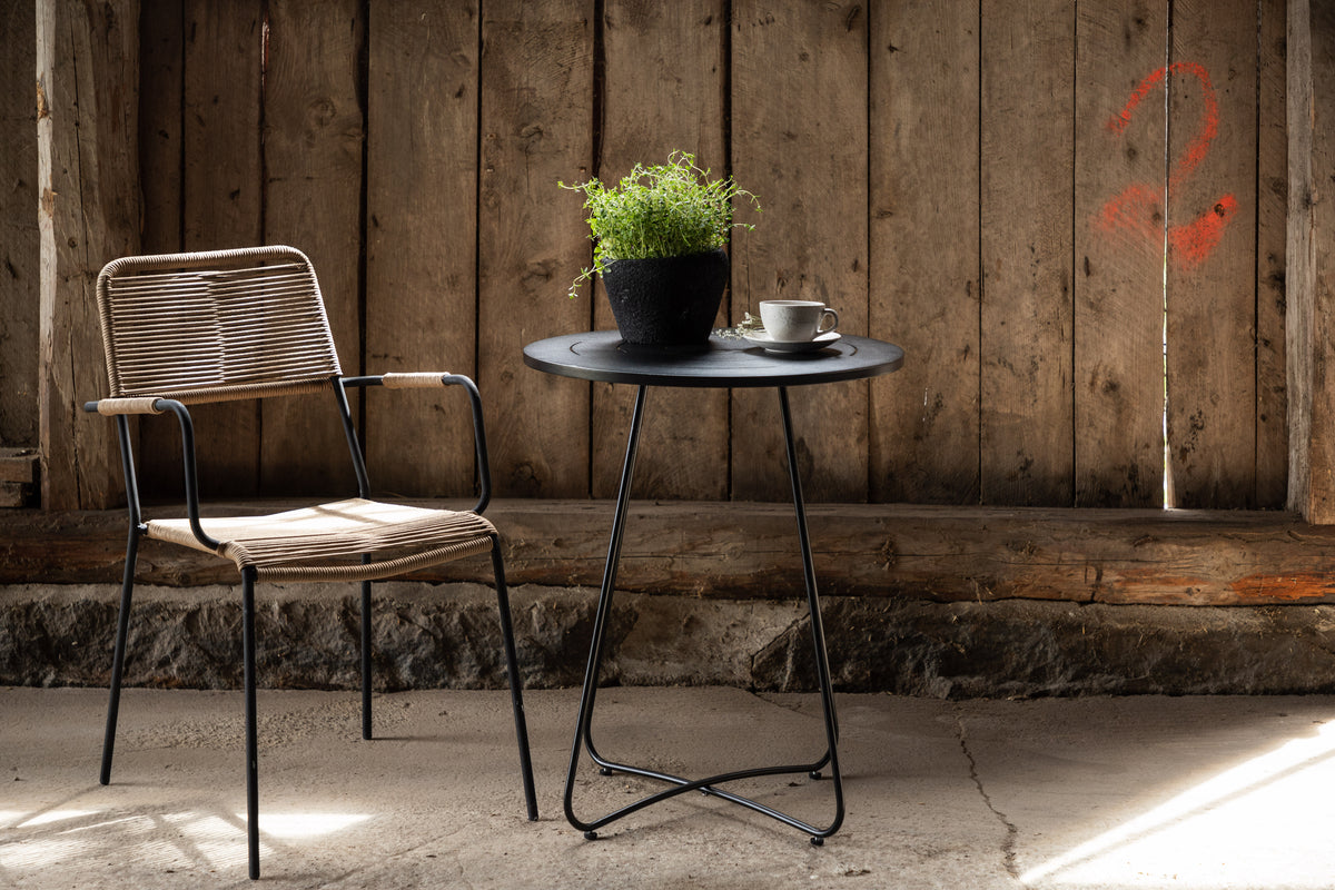 Kaffeetisch Hanoi -  Ø65 mit schwarzer Stahl- Tischplatte