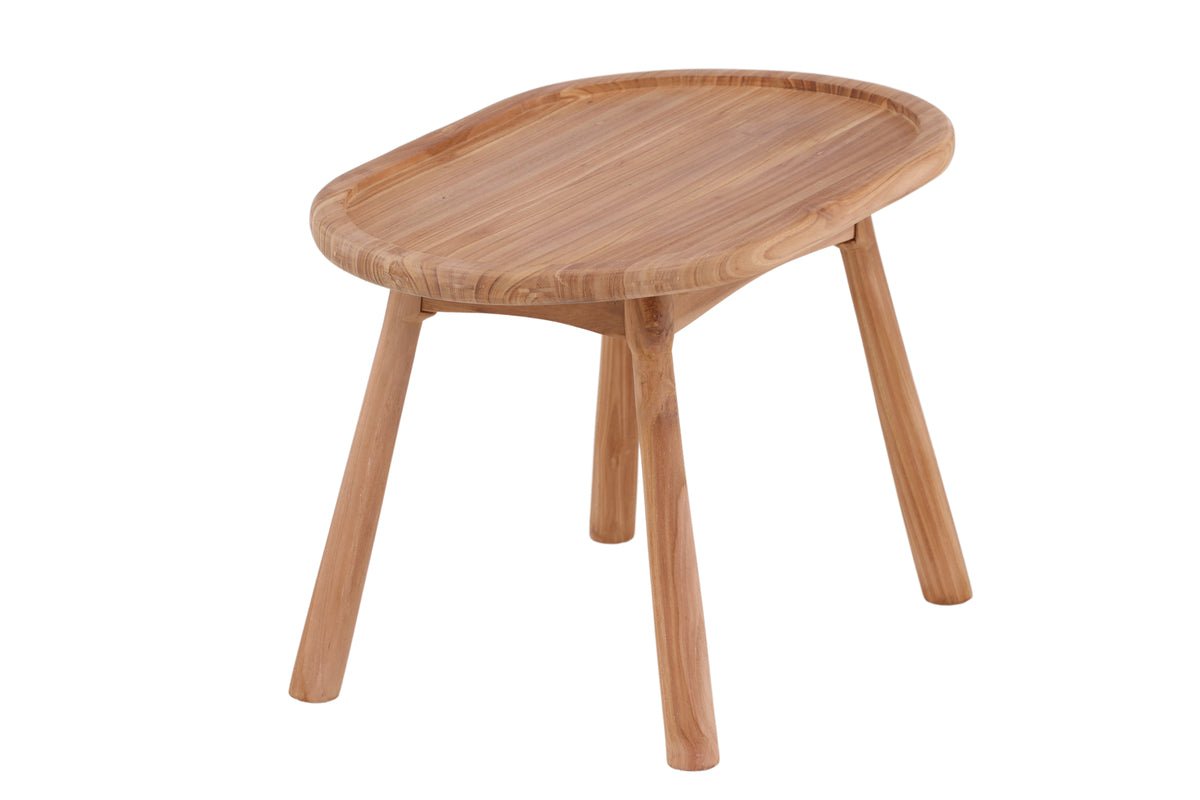 Table de jardin Maji - une table d'appoint de forme ovale en bois de teck