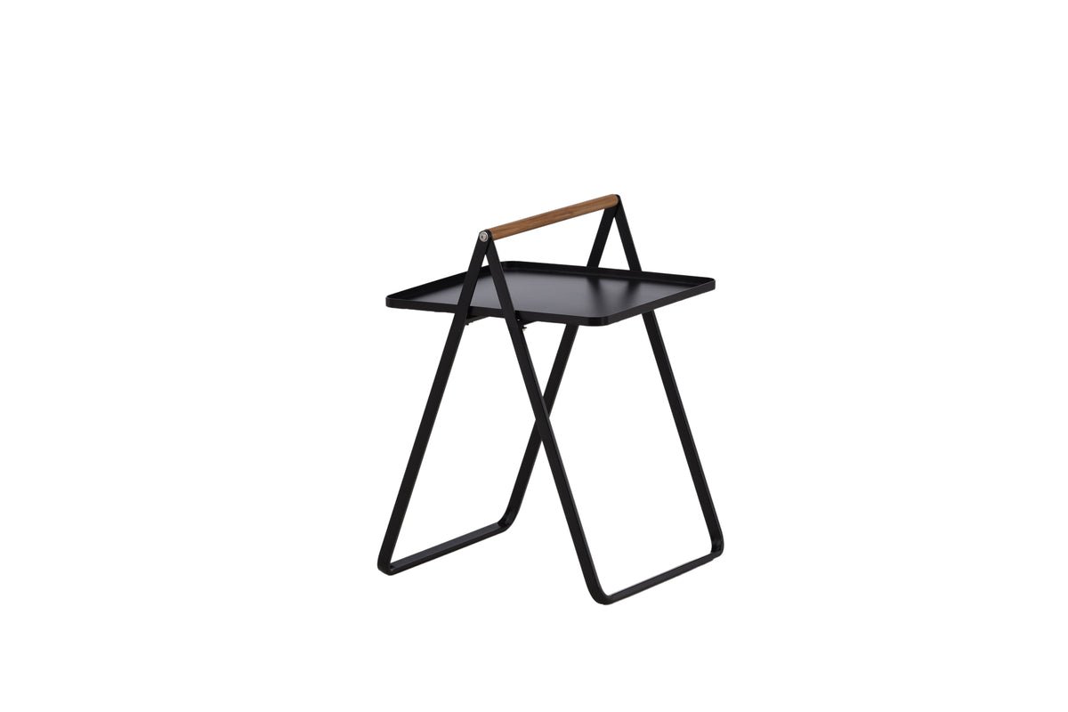 Table de jardin Moyo - une table d'appoint avec un plateau carré et une poignée en bois de teck