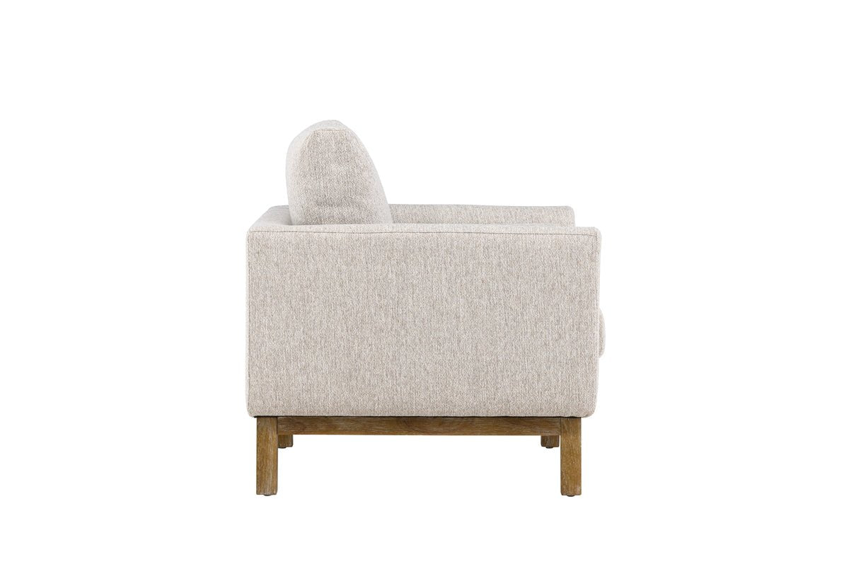Fauteuil Living - en bois d'hévéa avec revêtement en polyester beige