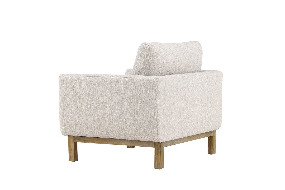 Fauteuil Living - en bois d'hévéa avec revêtement en polyester beige