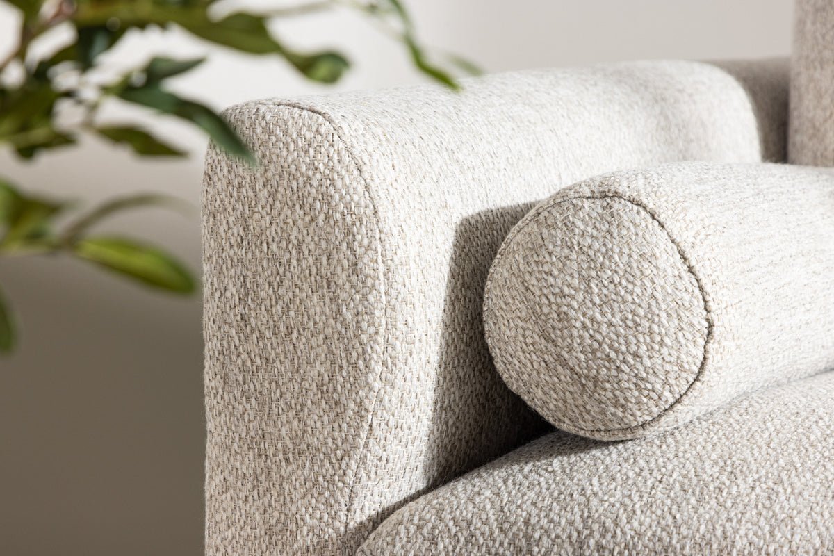 Fauteuil Living - en bois d'hévéa avec revêtement en polyester beige