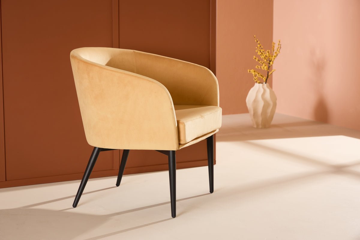 Fauteuil Sunny - avec revêtement en velours jaune