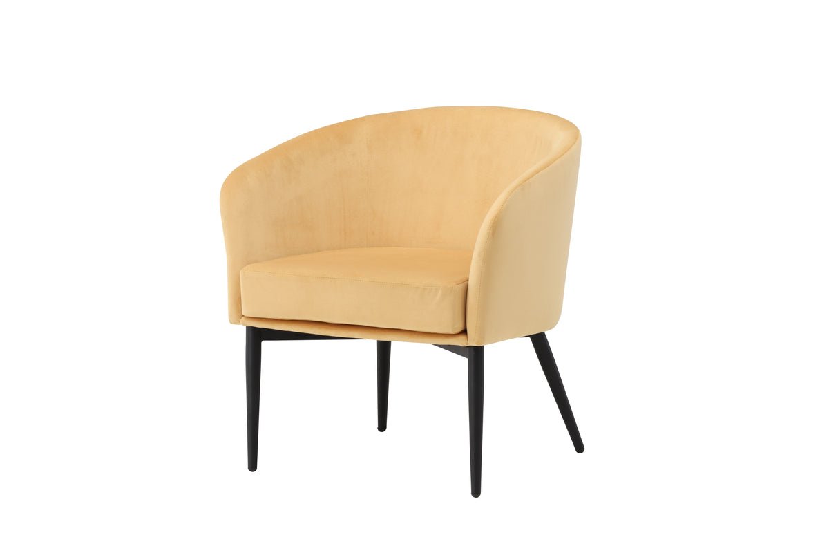 Fauteuil Sunny - avec revêtement en velours jaune