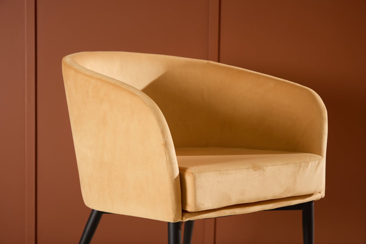Fauteuil Sunny - avec revêtement en velours jaune