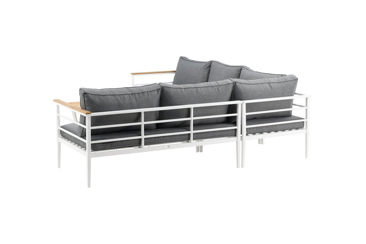 Lounge Set Puerto – made of metal with teak wood details, incl. cushions