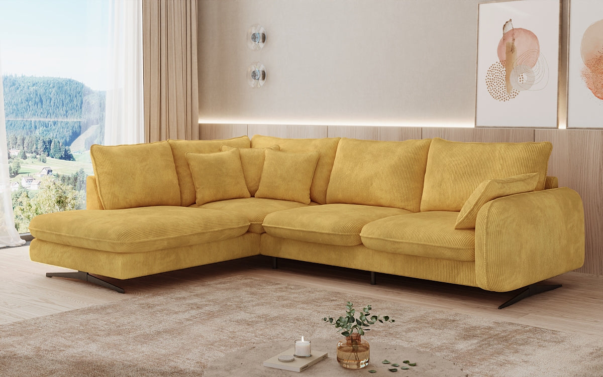 Designer Ecksofa Laguna mit Metallfüße in Cord